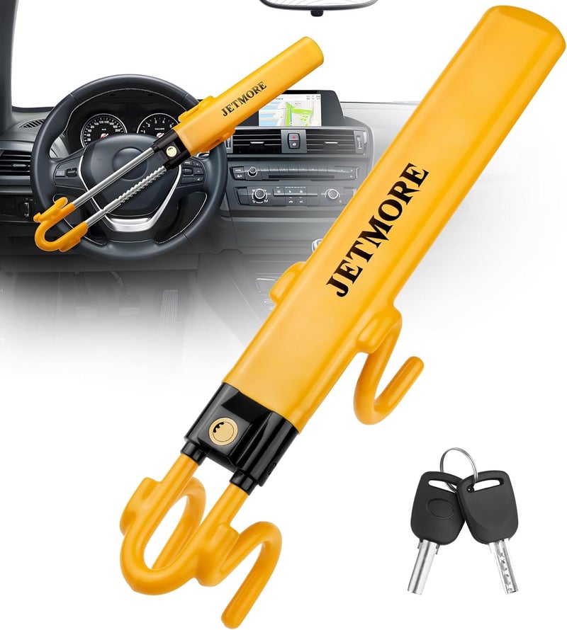 Jetmore Steering Wheel Lock, Anti Theft Car Device with Adjustable Design, Car Lock in Compatibility, Car Wheel Lock with Reinforced Steel, Car Anti Theft Device with Tamper-Proof Bolts - Image 1